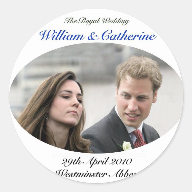 No.1 The Royal Wedding William & Catherine Classic Round Sticker (Front)