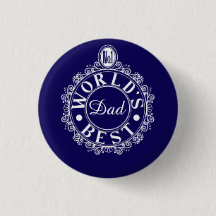 No.1 Worlds Best Dad Custom Typography White Print 3 Cm Round Badge