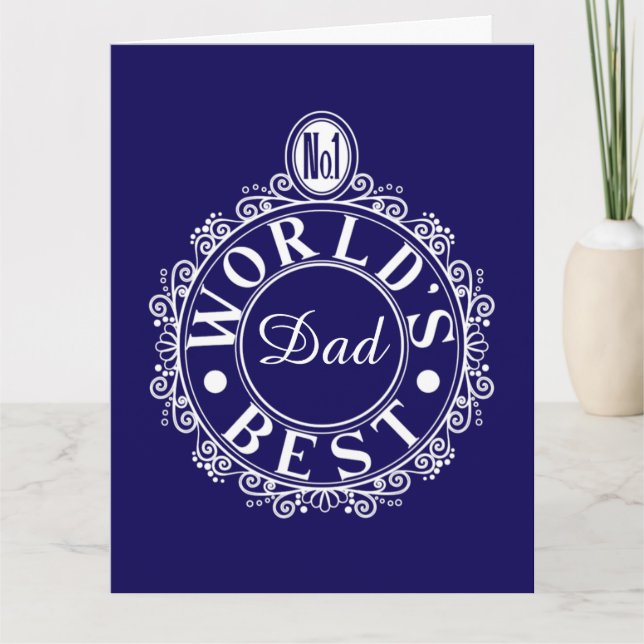 No.1 Worlds Best Dad Custom Typography White Print Card (Front)