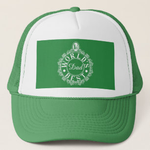 No.1 Worlds Best Dad Custom Typography White Print Trucker Hat