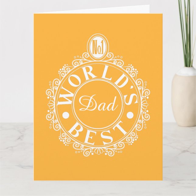 No.1 Worlds Best Dad Custom Typography White yellw Card (Front)