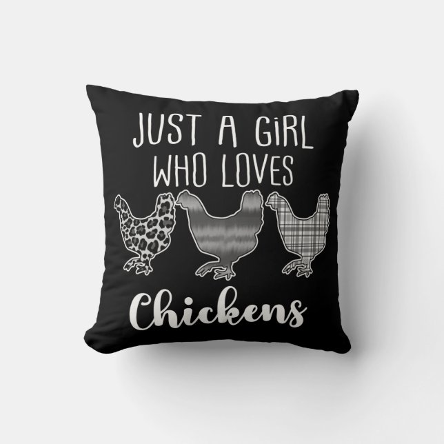No 2/2, Just A Girl Who Loves Chickens, Funny Cushion (Front)