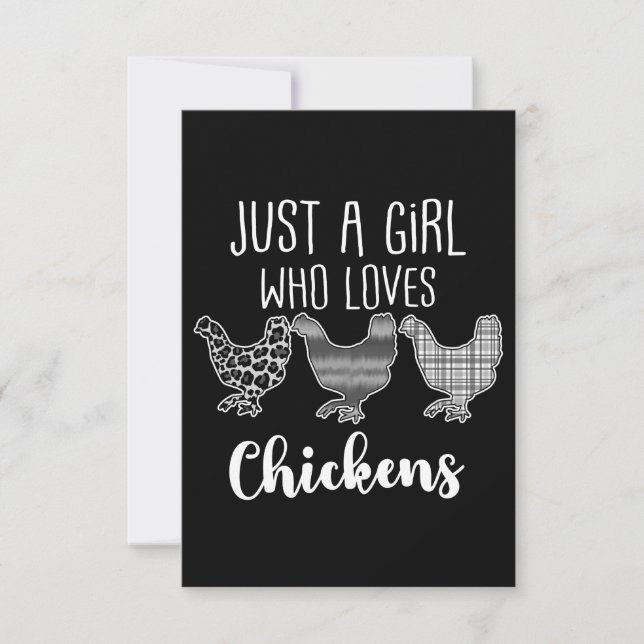 No 2/2, Just A Girl Who Loves Chickens, Funny Thank You Card (Front)