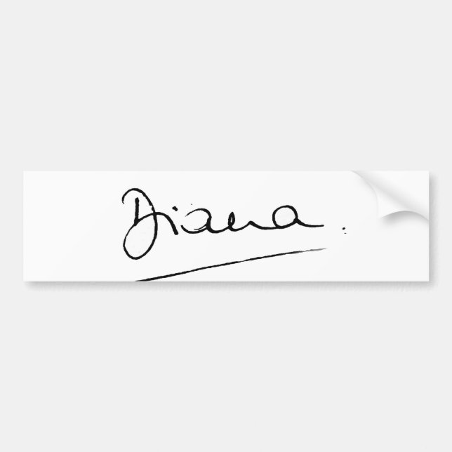No.34 The signature of Princess Diana. Bumper Sticker (Front)