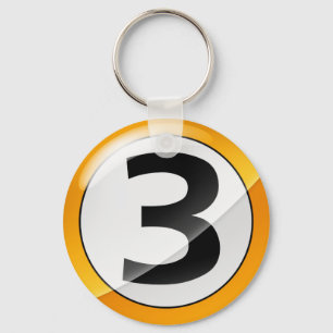 No.3 gold key ring