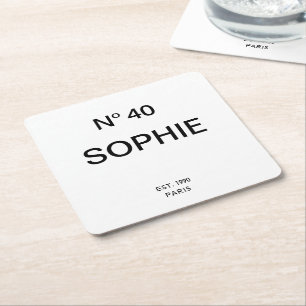 No 40 French Chic 40th Birthday Party Square Paper Coaster