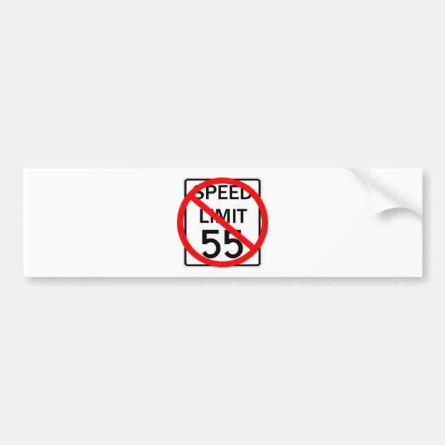 No 55 mph Speed Limit Sign Bumper Sticker (Front)