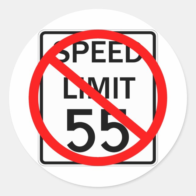 No 55 mph Speed Limit Sign Classic Round Sticker (Front)