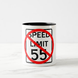 No 55 mph Speed Limit Sign Two-Tone Coffee Mug