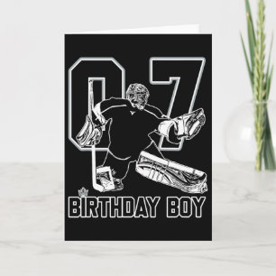 No. 7 Ice Hockey Goalie Happy 7th Birthday Boy Card