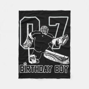 No. 7 Ice Hockey Goalie Happy 7th Birthday Boy Fleece Blanket