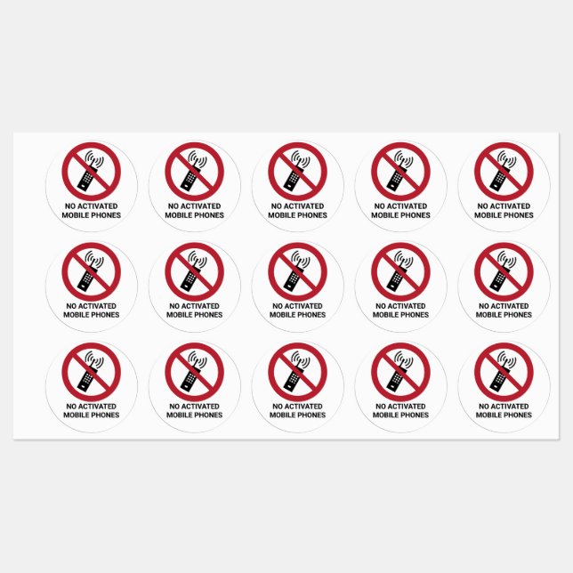 No Activated Mobile Phones, Prohibition Sign (Sheet)