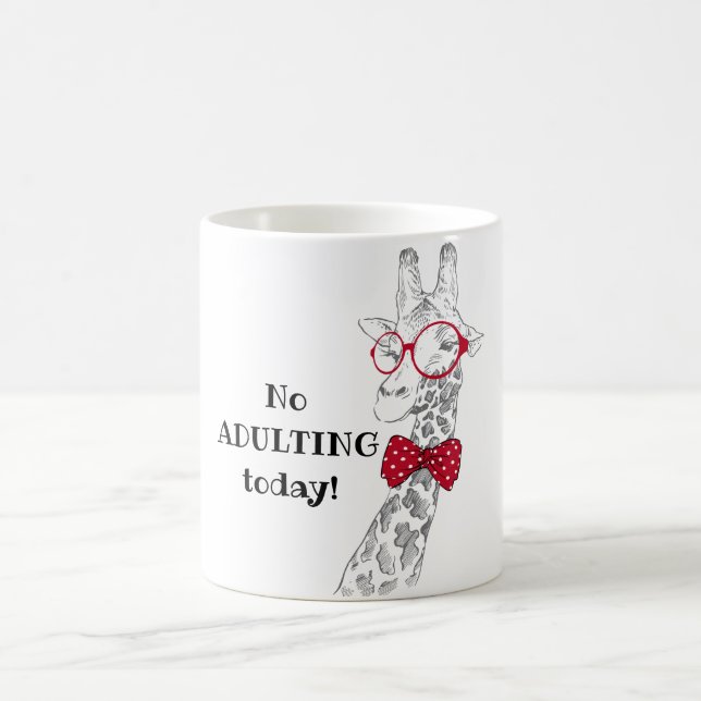 No Adulting Today Hipster Giraffe Coffee Mug (Center)