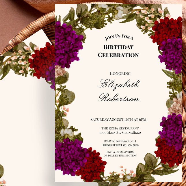 No Age Fall Floral Border Birthday Invitation (Creator Uploaded)