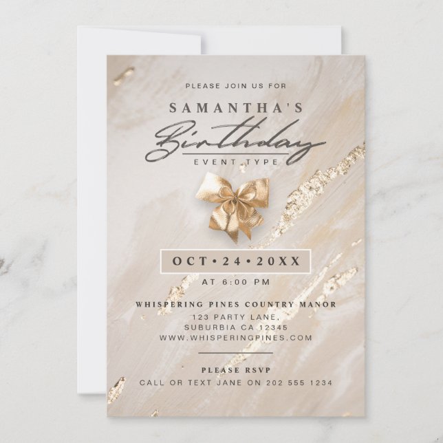 NO AGE Modern Elegant Faux Gold Foil Birthday Invitation (Front)
