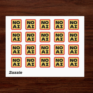 NO AI Bold Text Modern Typography Yellow Black Square Sticker