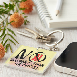 NO Ai! Support human artist! Key Ring