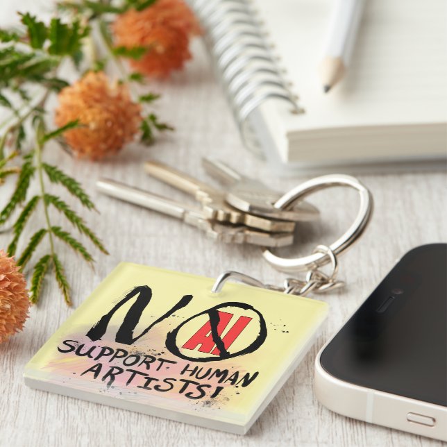 NO Ai! Support human artist! Key Ring (Front Right)
