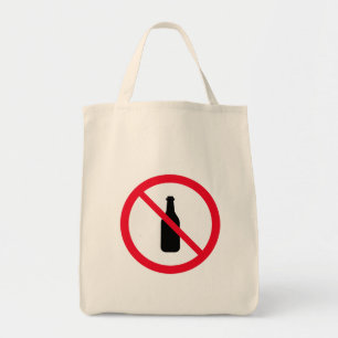 No Alcohol Red Circle Sign   Grocery Tote Bag