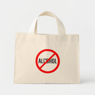 No Alcohol Red Prohibition Sign   Tiny Tote Bag