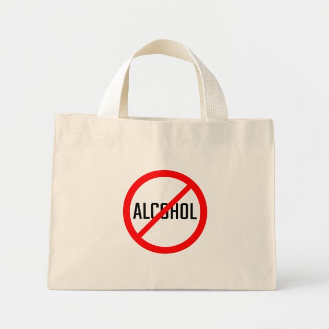 No Alcohol Red Prohibition Sign | Tiny Tote Bag (Front)