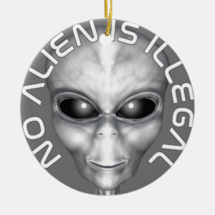 No Alien Is Illegal Ceramic Tree Decoration