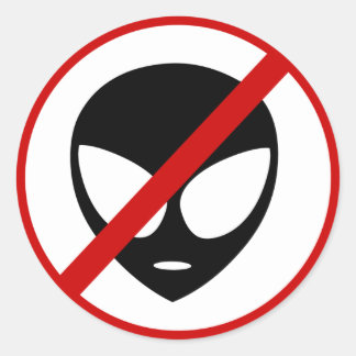 no-aliens classic round sticker