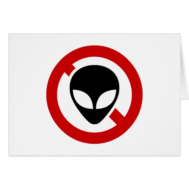 NO ALIENS GREETING CARD (Front Horizontal)