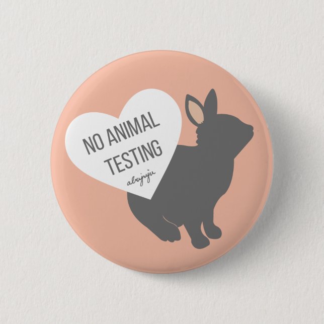 No Animal Testing 6 Cm Round Badge (Front)