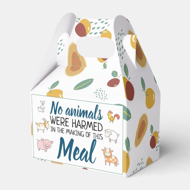 No animals were harmed vegan with cartoon animals favour box (Back Side)