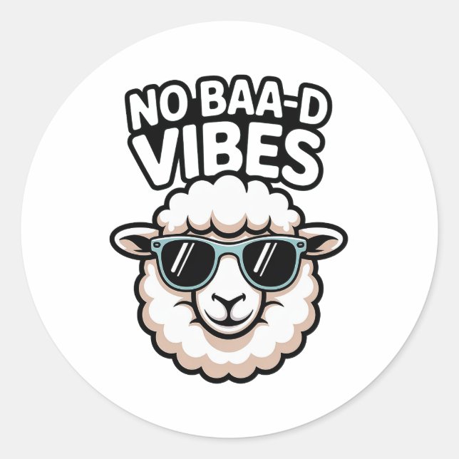 No Baa-d Vibes Sheep Classic Round Sticker (Front)