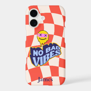 No bad vibes Melting emoji Chequered