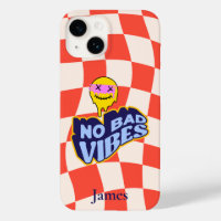 No bad vibes Melting emoji Chequered