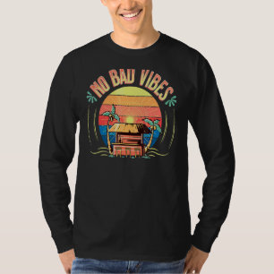 No Bad Vibes Positive Message Retro Beach Summer V T-Shirt