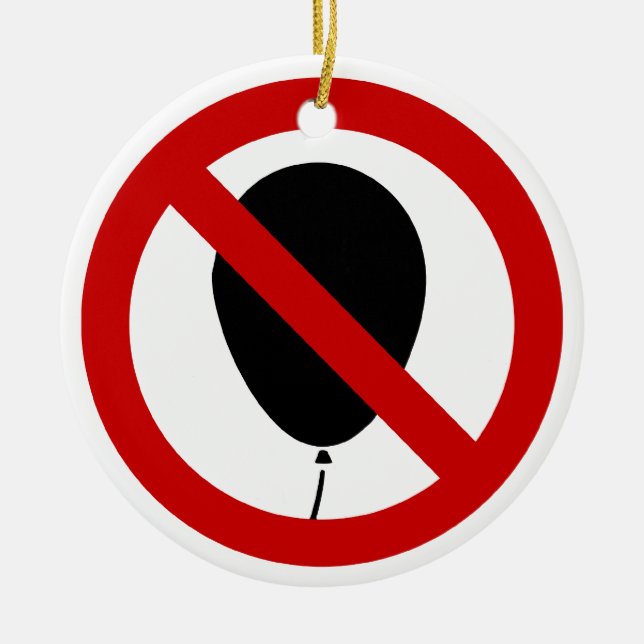 NO Balloon ⚠ Thai Sign ⚠ Ceramic Tree Decoration (Front)