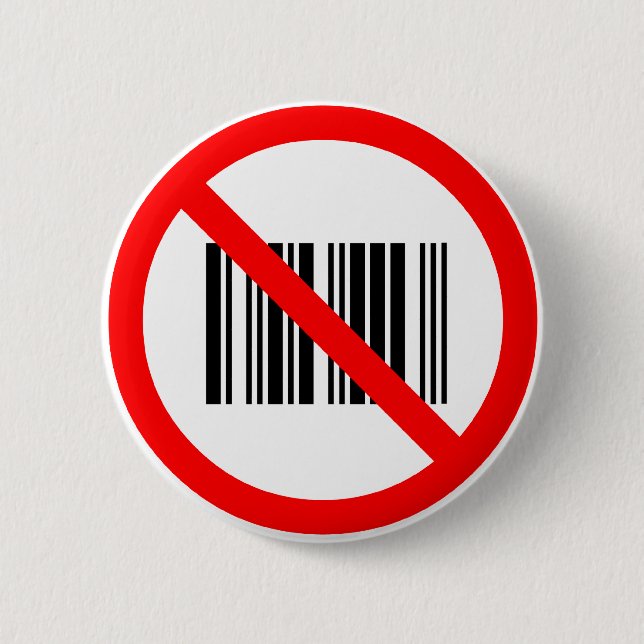No barcodes 6 cm round badge (Front)