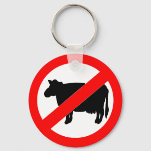 No Beef Sign Animal Keychain