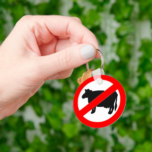 No Beef Sign Animal Keychain