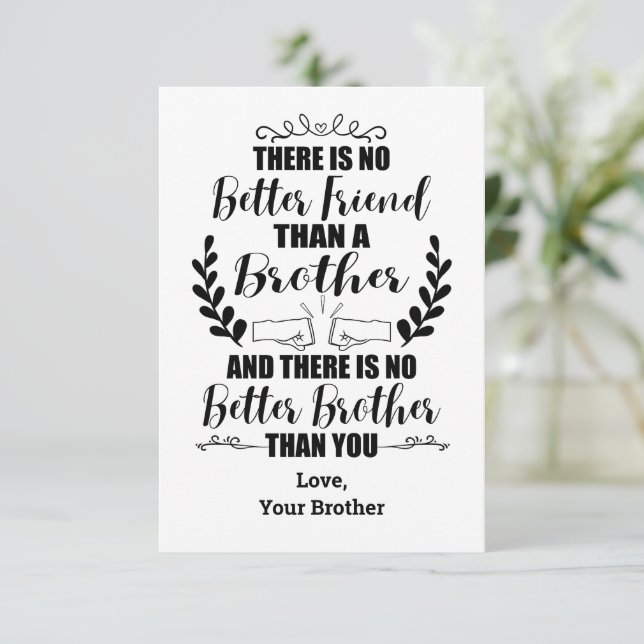 No Better Friend than A Brother No Better Brother Thank You Card (Standing Front)
