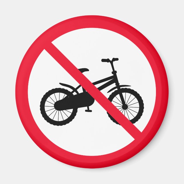 No Bicycle Prohibited | Red Circle Sign | Magnet (Front)