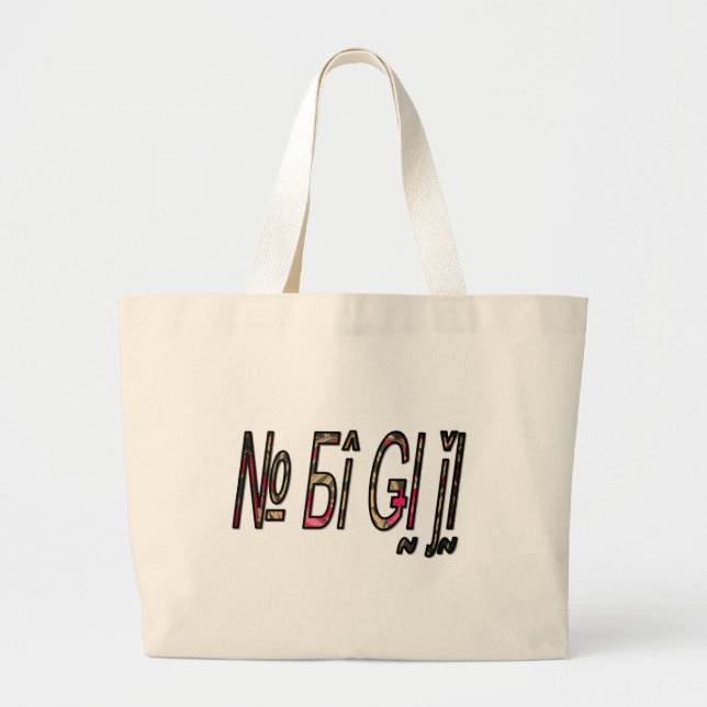 No Bigiji Text Art Print Large Tote Bag (Front)