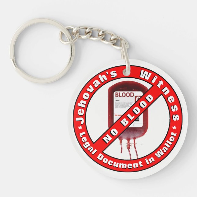 NO BLOOD ~ Emergency Info. on Back Key Ring (Front)