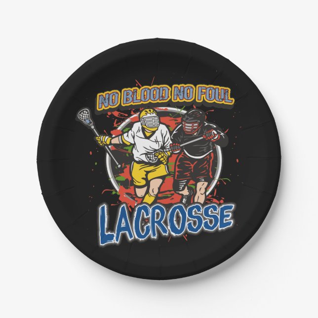 No Blood, No Foul Lacrosse Paper Plate (Front)