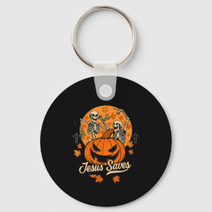 No Bones About It Jesus Saves Christian Halloween Key Ring