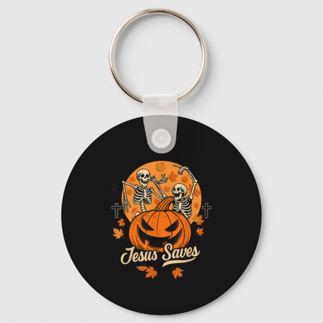 No Bones About It Jesus Saves Christian Halloween  Key Ring (Front)