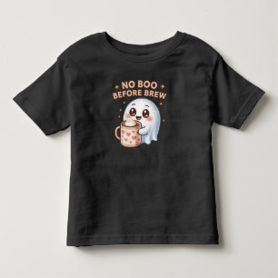 No Boo Before Brew Funny Halloween Ghost Coffee Toddler T-Shirt