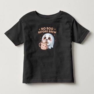 No Boo Before Brew Funny Halloween Ghost Coffee Toddler T-Shirt