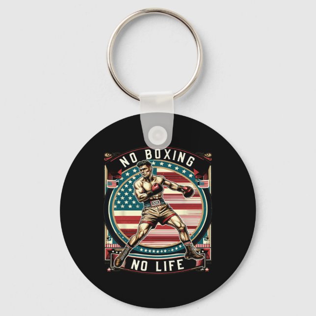 No Boxing No Life American Man Boxing  Key Ring (Front)