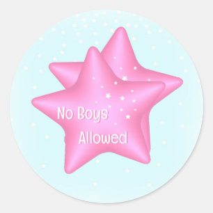 No Boys Allowed Double 3D Stars Classic Round Sticker
