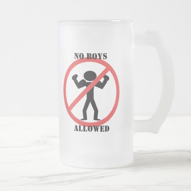 No Boys Allowed Frosted Glass Beer Mug (Right)